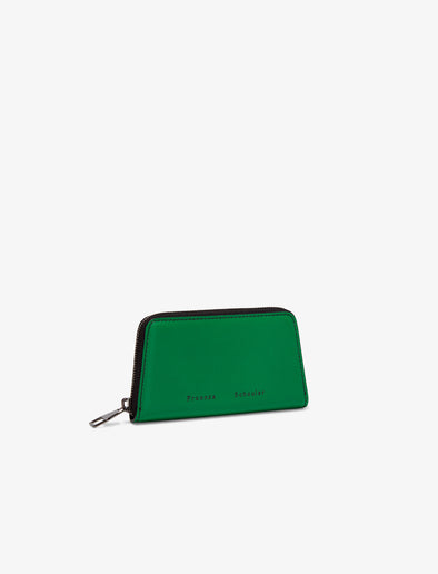 Side image of Trapeze Zip Compact Wallet in palm
