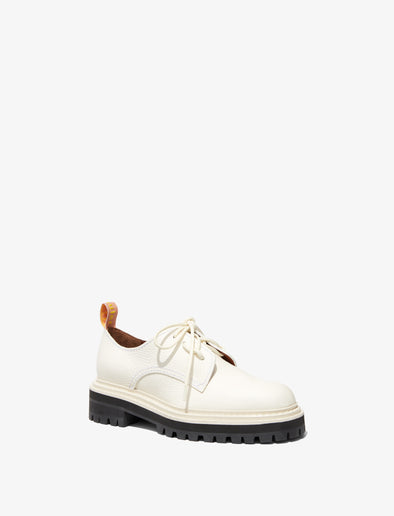 Proenza Schouler Front 3/4 image of lace up loafer in white