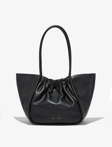 Front image of Large Ruched Tote in BLACK