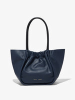 Front image of Large Ruched Tote in DARK NAVY