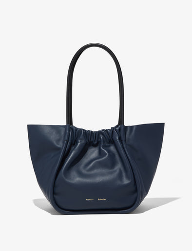 Front image of Large Ruched Tote in DARK NAVY