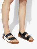 Proenza Schouler image of model wearing Milano PS NL Black White Birkenstock collaboration in black/white