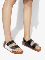Proenza Schouler image of model wearing Milano PS NL Black White Birkenstock collaboration in black/white