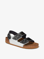 Proenza Schouler front 3/4 image of Milano PS NL Black White Birkenstock collaboration in black/white