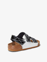 Proenza Schouler back 3/4 image of Milano PS NL Black White Birkenstock collaboration in black/white