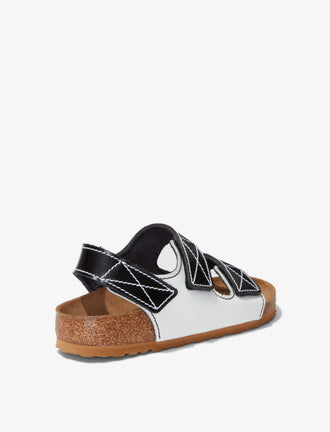 Proenza Schouler back 3/4 image of Milano PS NL Black White Birkenstock collaboration in black/white