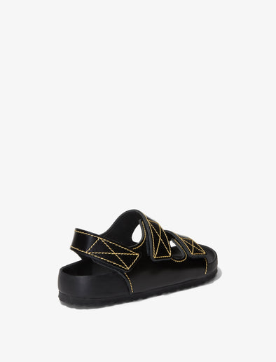 Back 3/4 image of Milano PS EXQ NL Black- Narrow in BLACK