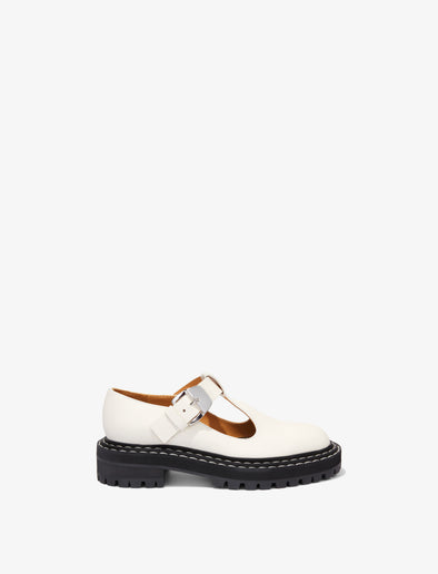 Side image of Lug Sole Mary Janes in WHITE