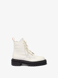 Side image of Lug Sole Combat Boots in WHITE