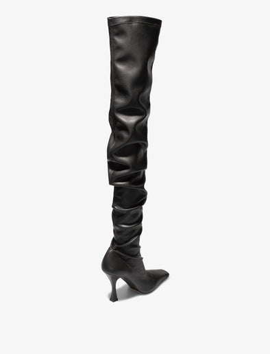 Proenza Schouler back 3/4 image of Trap Over the Knee Boots in Black