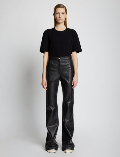 Front full length image of model wearing Eco Cotton T-Shirt in BLACK