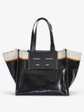 Front image of XL Morris Coated Canvas Tote in BLACK