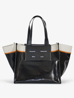 Front image of XL Morris Coated Canvas Tote in BLACK