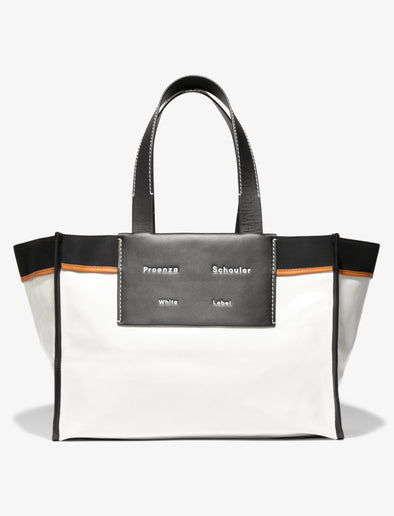 Front image of XL Morris Coated Canvas Tote in OFF WHITE