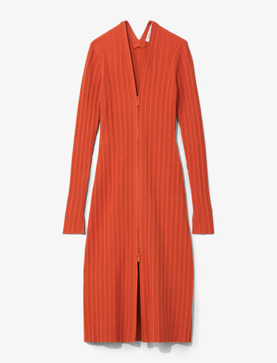 Still Life image of Rib Knit Zip Cardigan Dress in BRIGHT ORANGE