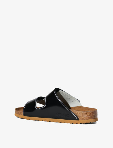 Proenza Schouler back 3/4 image of Arizona PS EXQ Berlin Birkenstock collaboration in White/Black