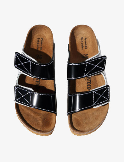Proenza Schouler aerial image of Arizona PS EXQ Berlin Birkenstock collaboration in White/Black