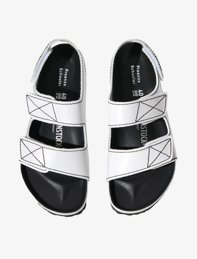 Proenza Schouler aerial image of Milano PS EXQ Berlin Birkenstock collaboration in white