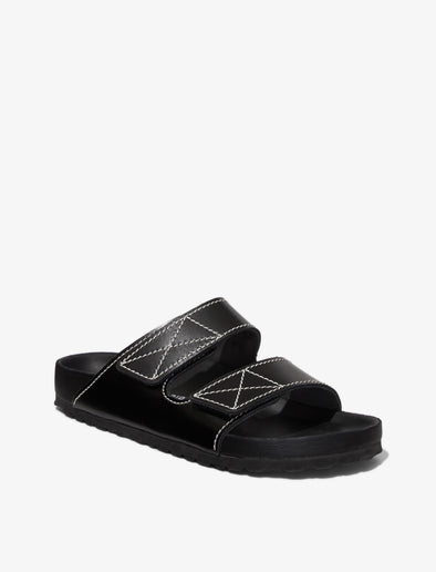 Proenza Schouler front 3/4 image of Arizona PS EXQ NL Black Birkenstock collaboration in black