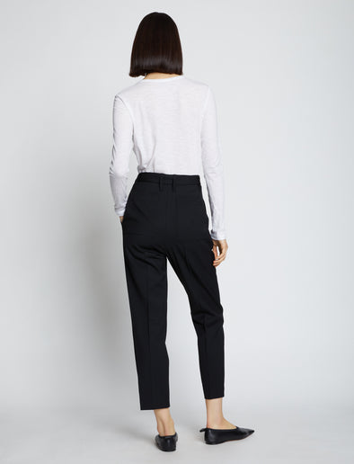 Front full length image of model wearing Solid Tissue Jersey Long Sleeve Tee in WHITE