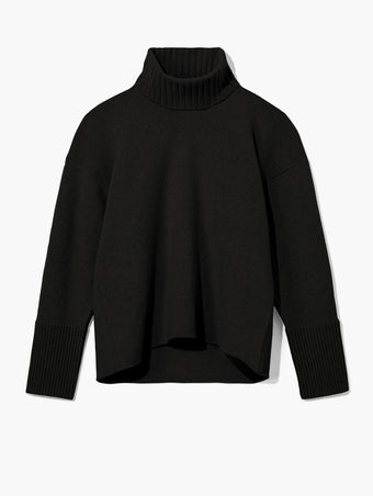 Still Life image of Doubleface Eco Cashmere Oversized Turtleneck Sweater in BLACK