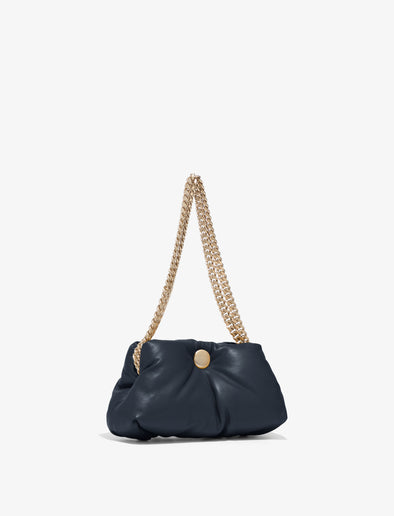 Side image of Small Puffy Chain Tobo Bag in DARK NAVY