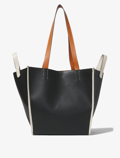 Back image of XL Mercer Leather Tote in BLACK
