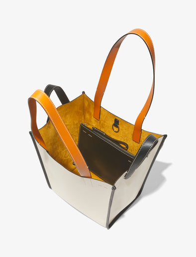 Interior image of Large Mercer Leather Tote in VANILLA