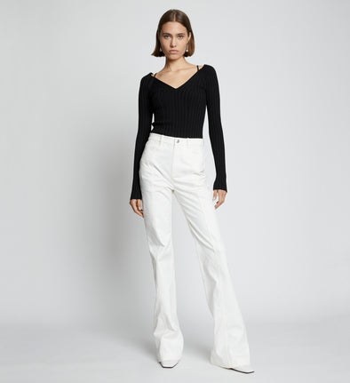 Front full length image of model wearing Cotton Twill Full Leg Pants in WHITE