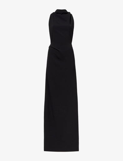 Flat image of Matte Crepe Backless Dress in black