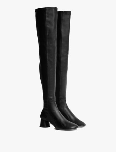 Front 3/4 image of Glove Over the Knee Boots in BLACK