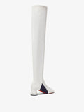 Back 3/4 image of Glove Over the Knee Boots in WHITE