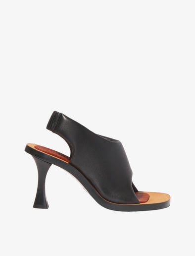 Front image of Leather Ledge Sandals in BLACK
