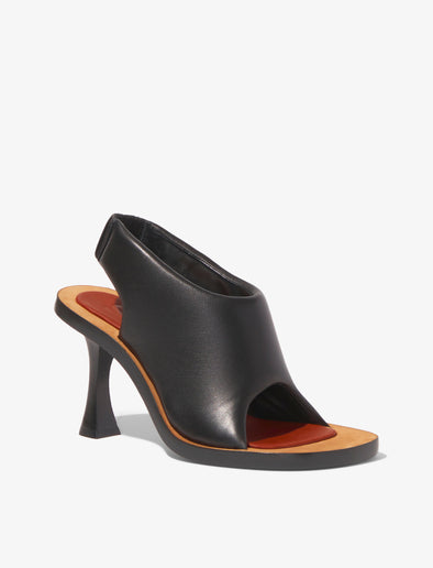 3/4 Front image of Leather Ledge Sandals in BLACK