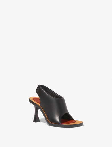 Front 3/4 image of Leather Ledge Sandals in BLACK