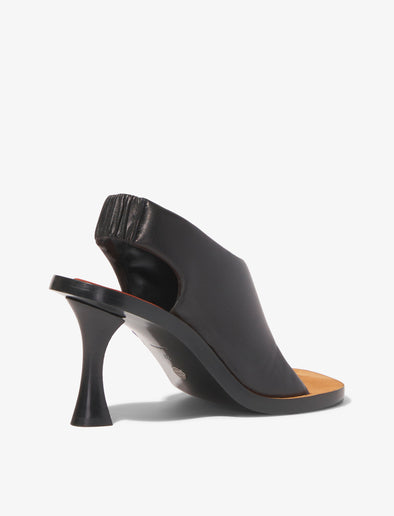 3/4 Back image of Leather Ledge Sandals in BLACK