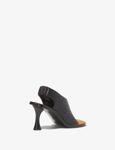 Back 3/4 image of Leather Ledge Sandals in BLACK