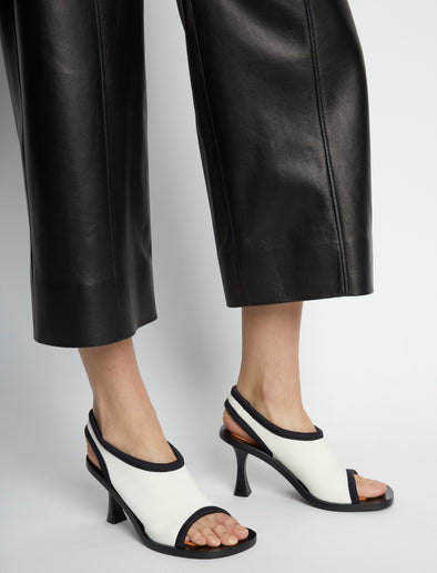 Image of model wearing STRETCH LEDGE SANDALS in PARCHMENT