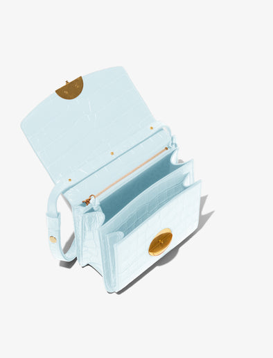 Interior image of Embossed Croc Dia Day Bag in pale blue