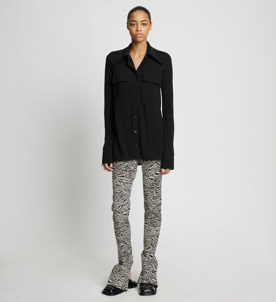 Front image of Stretch Zebra Jacquard Pants in BLACK/ECRU