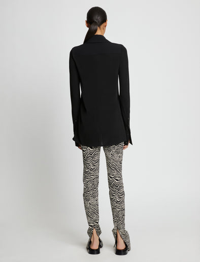 Back image of Stretch Zebra Jacquard Pants in BLACK/ECRU