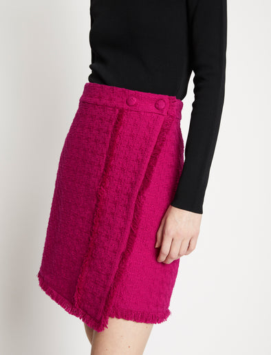 Detail image of model wearing Tweed Mini Skirt in MAGENTA