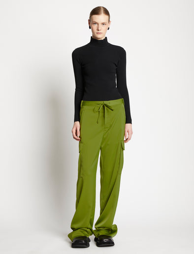 Proenza Schouler front image of model wearing Drawstring Cargo Pants in leaf green