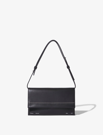 Front image of Small Accordion Flap Bag in BLACK