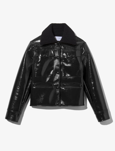 Proenza Schouler Still Life image of Lacquared Fleece Collar Jacket in Black