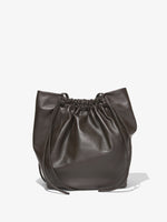 Back image of Drawstring Tote in DARK CHOCOLATE with straps down