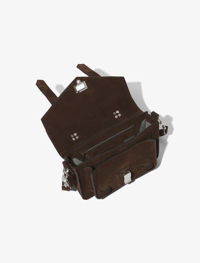 Aerial image of Suede PS1 Tiny Bag in DARK CHOCOLATE