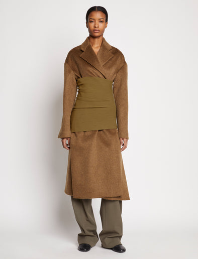 Front full length image of model wearing Rib Knit Waistband in FATIGUE