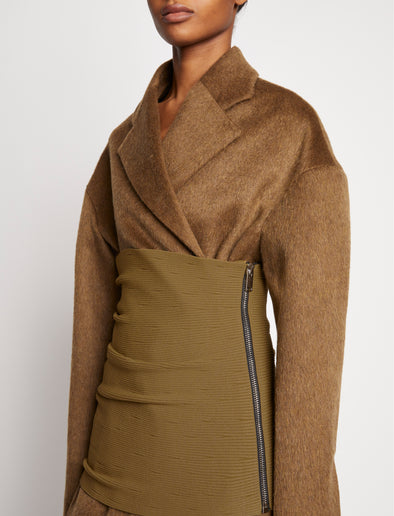 Detail image of model wearing Rib Knit Waistband in FATIGUE