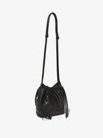 Side image of Drawstring Pouch in BLACK with strap up